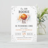 Rookie Basketbal 1e verjaardag uitnodiging (Staand voorkant)