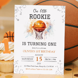 Rookie Basketbal 1e verjaardag uitnodiging