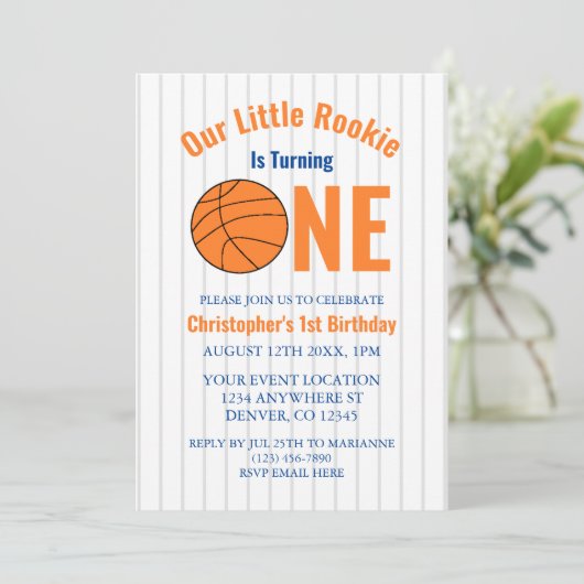 Rookie Basketball 1e verjaardag Kaart (Staand voorkant)