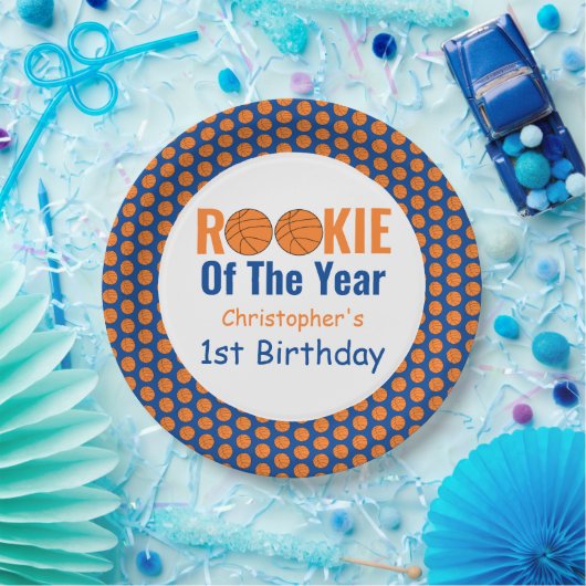 Rookie Basketball 1e verjaardag Papieren Bordje (Feest)