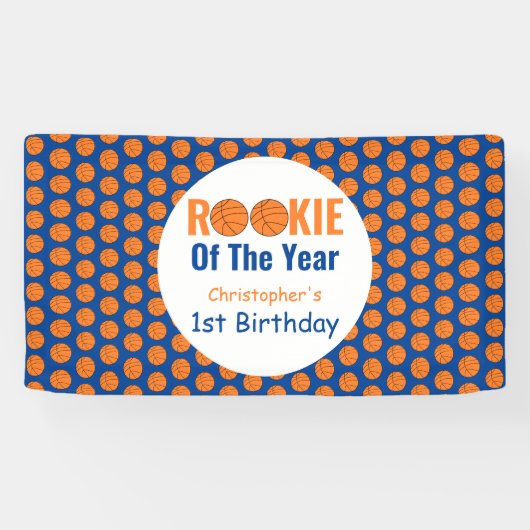 Rookie Basketball 1e verjaardag Spandoek (Horizontaal)