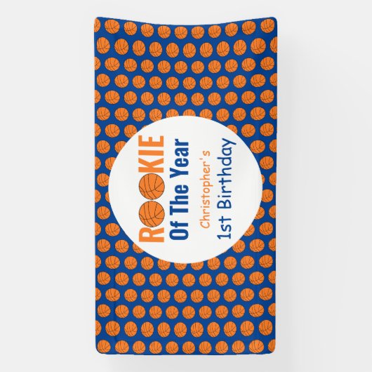 Rookie Basketball 1e verjaardag Spandoek (Verticaal)