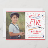 Rookie Batter Up Red Baseball Foto Verjaardag Kaart (Voorkant)