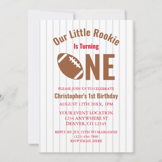 Rookie Football 1e verjaardag Kaart (Voorkant)