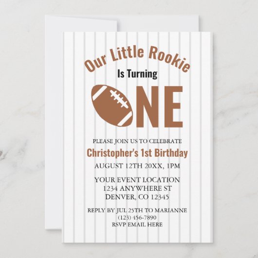 Rookie Football 1e verjaardag Kaart (Voorkant)