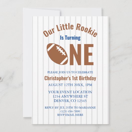 Rookie Football 1e verjaardag Kaart (Voorkant)