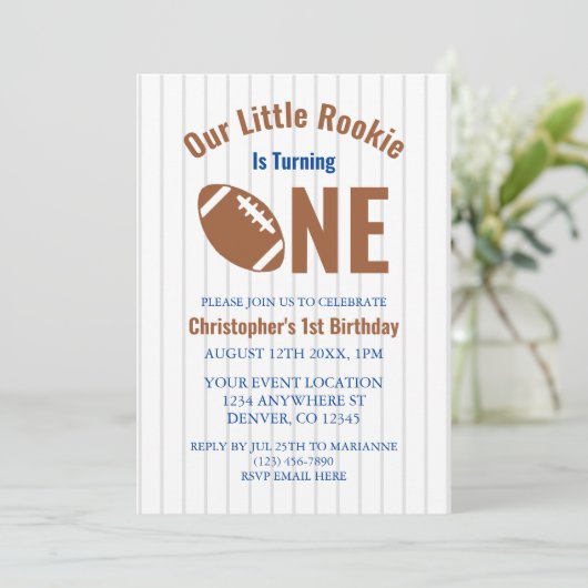 Rookie Football 1e verjaardag Kaart (Staand voorkant)