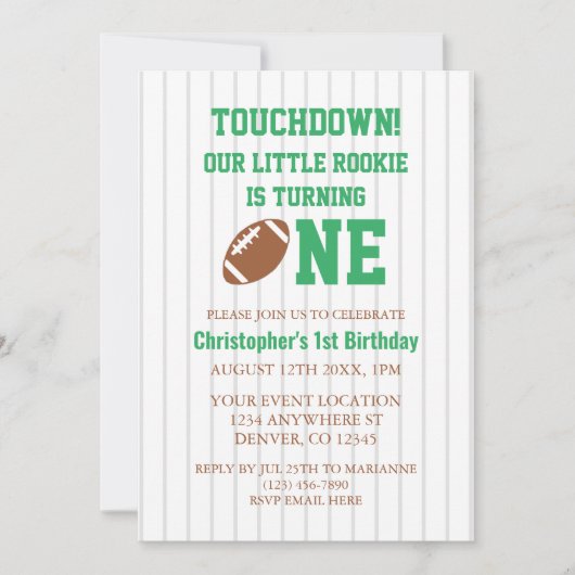 Rookie Football 1e verjaardag Kaart (Voorkant)