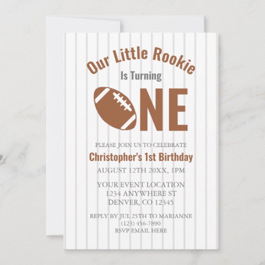 Rookie Football 1e verjaardag Kaart (Voorkant)