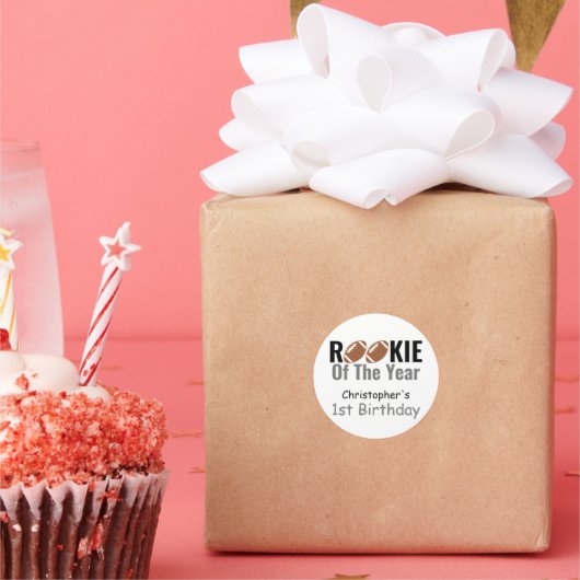 Rookie Football 1e verjaardag Ronde Sticker (Feest)