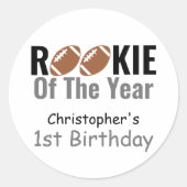 Rookie Football 1e verjaardag Ronde Sticker (Voorkant)