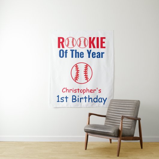 Rookie-honkbal 1e verjaardag wandkleed (In situ)