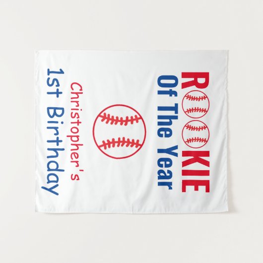 Rookie-honkbal 1e verjaardag wandkleed (Voorkant (horizontaal))