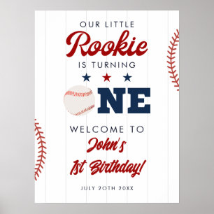 Rookie-honkbal 1e verjaardag welkomstbord poster