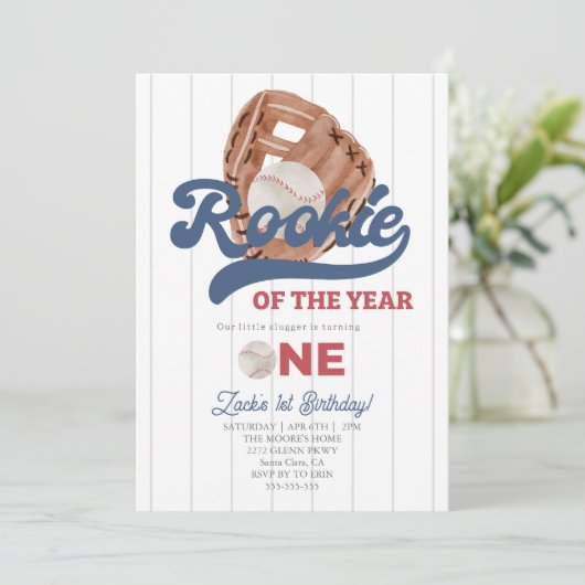 Rookie Honkbal handschoen Jongens 1e Verjaardag Kaart (Staand voorkant)