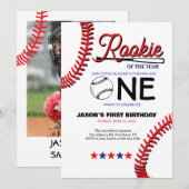 Rookie honkbal kinderen eerste verjaardagskaart feestdagenkaart (Voorkant / Achterkant)