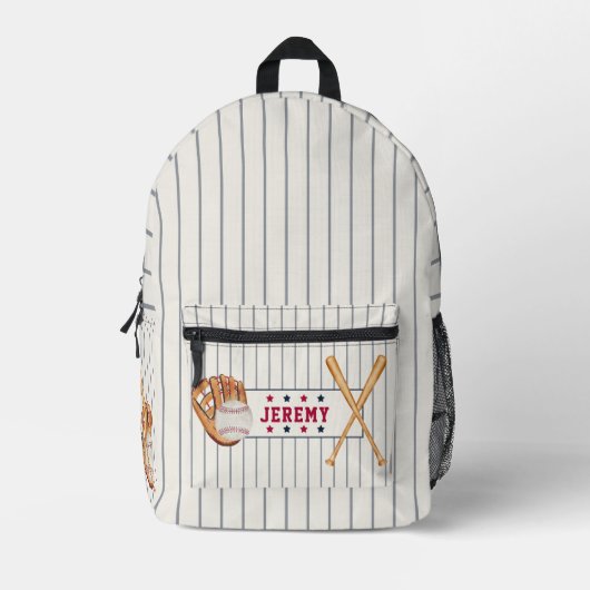  rookie honkbal rood blauw grijs strepen bedrukte rugzak (Voorkant)