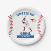 Rookie honkbal verjaardagsfeestje papieren bordje (Voorkant)