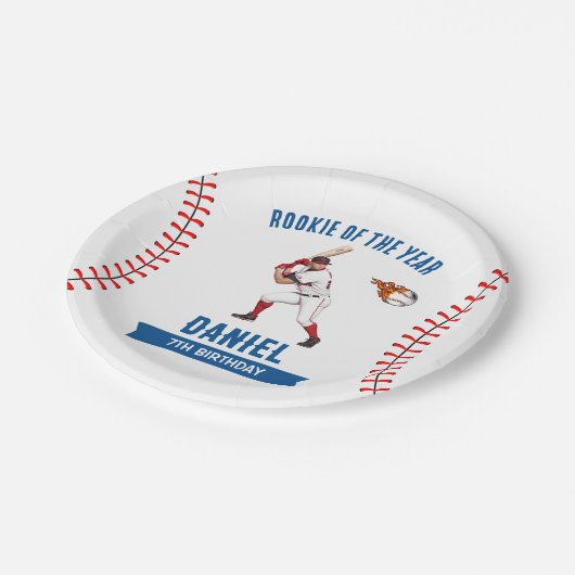 Rookie honkbal verjaardagsfeestje papieren bordje (Gekanteld)
