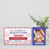 Rookie Jaar 1e Verjaardag Baseball Ticket Foto Kaart (Staand voorkant)