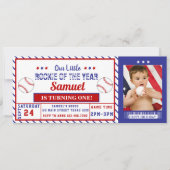 Rookie Jaar 1e Verjaardag Baseball Ticket Foto Kaart (Voorkant)