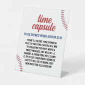 Rookie Jaar Baseball 1e Verjaardag Time Capsule Reclamebord Met Voetstuk (Voorkant)