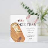 Rookie Jaar Eerste Verjaardag Sport Honkbal Thema Kaart (Staand voorkant)