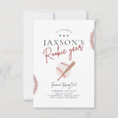 Rookie Jaar Eerste Verjaardag Uitnodiging Honkbal (Voorkant)