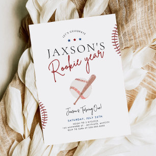 Rookie Jaar Eerste Verjaardag Uitnodiging Honkbal