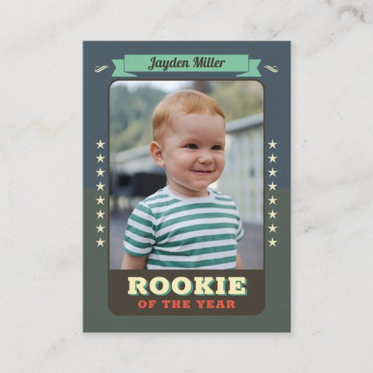 Rookie Jaar Honkbal 1e Verjaardag Trading Kaart Contactkaartje (Voorkant)