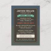 Rookie Jaar Honkbal 1e Verjaardag Trading Kaart Contactkaartje (Achterkant)