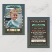 Rookie Jaar Honkbal 1e Verjaardag Trading Kaart Contactkaartje (Voorkant / Achterkant)