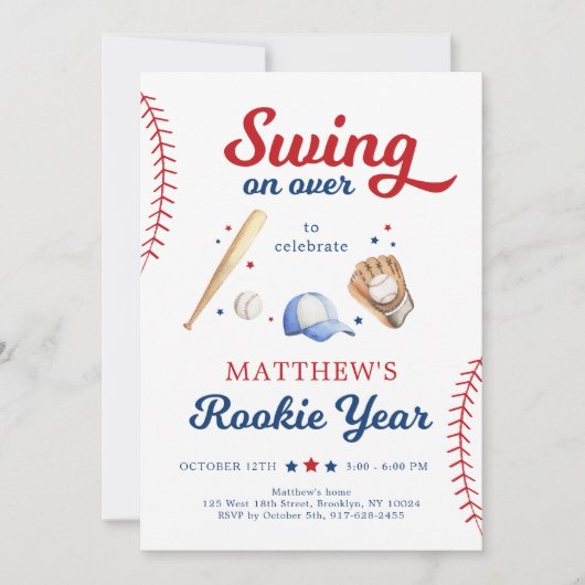 Rookie Jaar Honkbal Eerste Verjaardag Kaart (Voorkant)