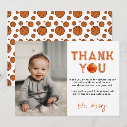 Rookie of the Year 1e Verjaardag Basketbal Bedankkaart (Voorkant / Achterkant)