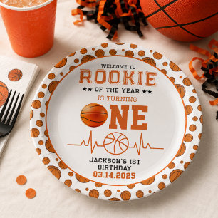 Rookie of the Year 1e verjaardag Basketbal  Papieren Bordje