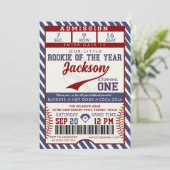 Rookie of the Year 1st Birthday Baseball Ticket Kaart (Staand voorkant)