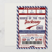 Rookie of the Year 1st Birthday Baseball Ticket Kaart (Voorkant / Achterkant)