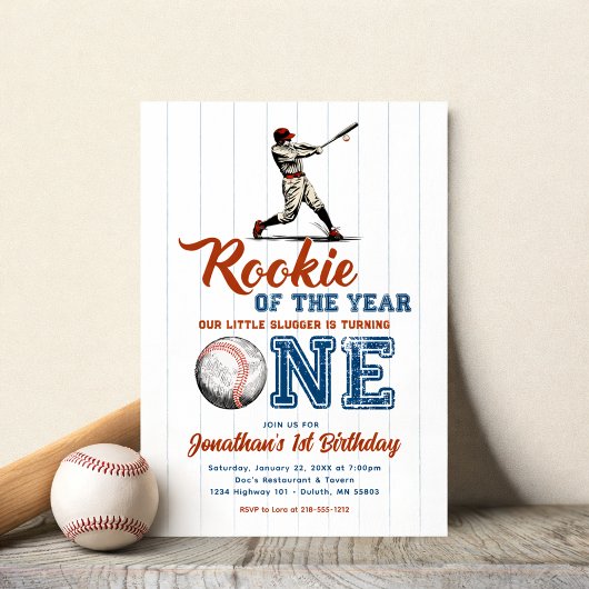 Rookie of the Year Baseball 1st Birthday Kaart