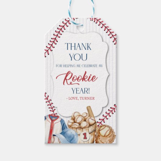 Rookie of the Year, Baseball Birthday, One  Cadeaulabel (Voorkant)