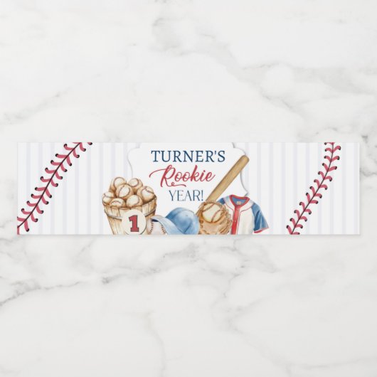 Rookie of the Year, Baseball Birthday, One  Waterfles Etiket (Enkel label)