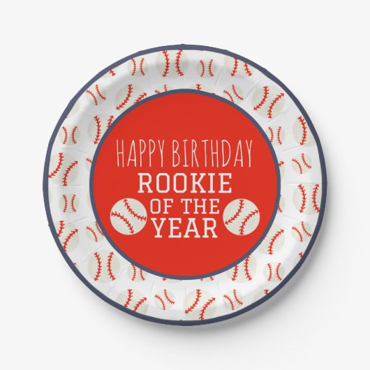 Rookie of the Year Baseball Paper Plate Papieren Bordje (Voorkant)
