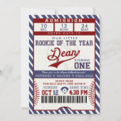 Rookie of the Year Birthday Baseball Ticket Kaart (Voorkant)