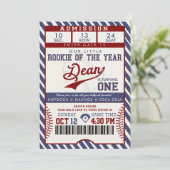 Rookie of the Year Birthday Baseball Ticket Kaart (Staand voorkant)