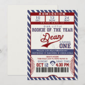 Rookie of the Year Birthday Baseball Ticket Kaart (Voorkant / Achterkant)