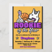 Rookie of the Year - Boy First Birthday Basketball Kaart (Voorkant)