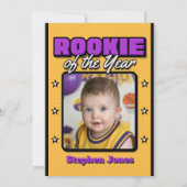 Rookie of the Year - Boy First Birthday Basketball Kaart (Achterkant)
