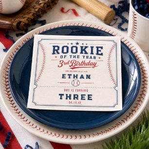 Rookie of the Year Honkbal 3e Verjaardagsfeestje Servet
