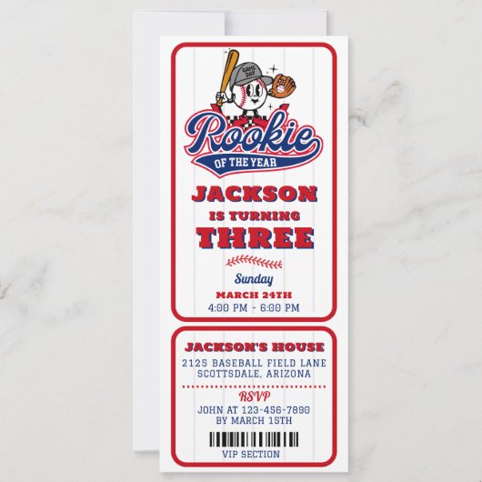 Rookie Of The Year-honkbalkaartje 3e verjaardag Kaart (Voorkant)