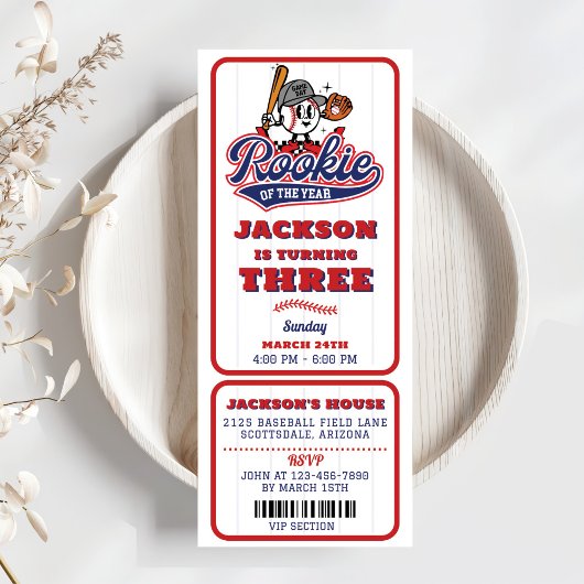 Rookie Of The Year-honkbalkaartje 3e verjaardag Kaart