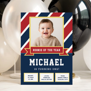 Rookie Of The Year Kid Foto Voetbal 1e Verjaardag Kaart